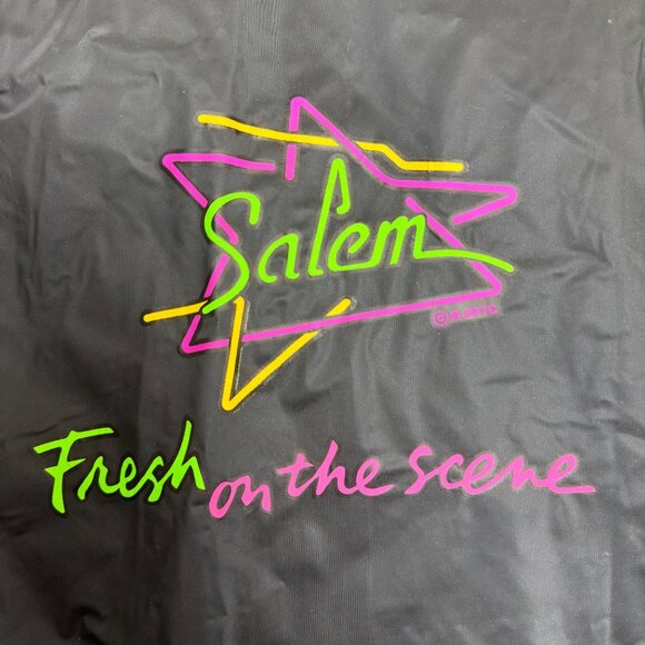 Vtg Salem Fresh On The Scene Cigarettes Windbreaker 90s Retro Black Neon PVC OS - Picture 3 of 12